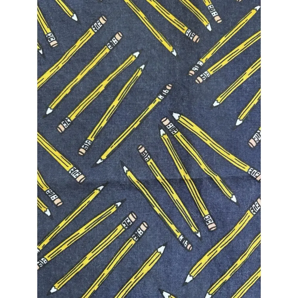 Hemlock No. 037 Cotton Scarf Blue/Yellow Pencil Print Pattern